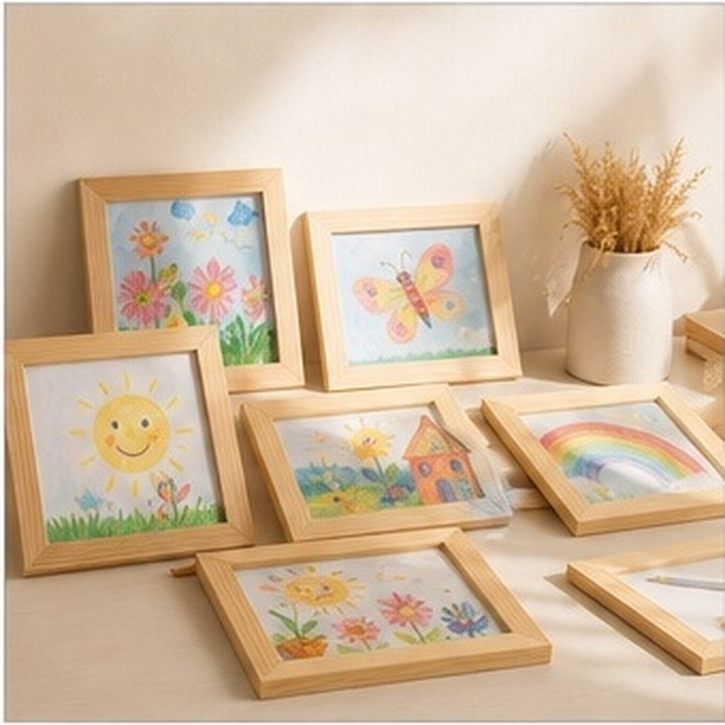 Art And Craft For Nursery - 6 Buah Bingkai Foto Kayu Solid
